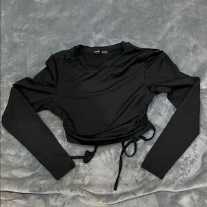 SHEIN Elegant Black Long Sleeve Crop Top